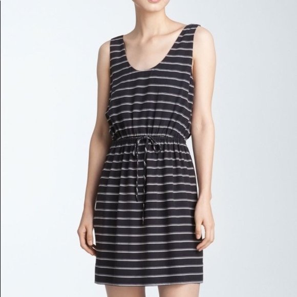 Joie Black White Striped Chariot Dress Silk - Picture 2 of 16